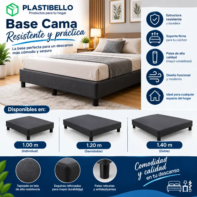 Base cama 1.00m- 1.20m- 1.40m y base cama modular 1.20m -140m for home and business in Medellín